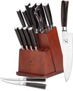 16-Piece Japanese Stainless Steel Knife Set with Pakkawood Handles and Block - Ultra Sharp Kitchen Knives