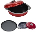 MACONEE 12" 3-in-1 Microwave Cookware Set for Crispy Reheating and Cooking - Crisper, Frying, and Grill Pan with Lid