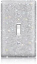 Single Gang Toggle Switch Outlet Wall Plate Cover Decorated with Shiny Rhinestones - Silver Glamorous Decorative Bling Switch Cover by Yookeer
