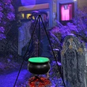Black Plastic Witch Cauldron with Light On, Tripod Stand - Halloween Outdoor Decorations for Yard - Outdoor Witches Cauldron Candy Bucket Decoration
