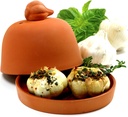 Norpro Large Garlic Roaster for Oven or BBQ - Ceramic Garlic Baker with Lid for Roasting Whole Garlic Bulbs