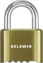Heavy Duty 4-Digit Combination Lock - Waterproof Outdoor Padlock for Gym Locker, Storage, Shed, Fence - Hardened Steel Shackle - Brass - 1Pcs