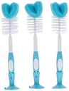 3-Pack Dr. Brown's Blue Baby Bottle Cleaning Brush with Sponge and Scrubber