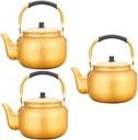 Portable 3-Piece Korean Cooking Set: Rice Wine Jug, Noodle Pot, Bread Slicer, Tea Kettle, Coffee Machine - Aluminum Golden