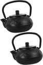 Vintage VOSAREA Cast Iron Mini Teapot Set - 2pcs Kungfu Tea Kettle for Home and Office Decor, Asian Teaware Prop in Black Color