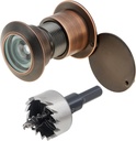 Solid Brass Door Viewer Peephole with 220-degree Angle, Includes 1-1/10" Drill Bit for 1-21/32" to 2-1/8" Doors, Privacy Cover Included - Oil Rubbed Bronze