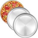 Stainless Steel Pizza Baking Pan Set - 12 Inch Round Pizza Tray, Oven Sheet, and Crisper Pan - Healthy Cooking for Perfect Pizzas - 3 Pack