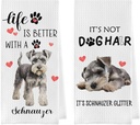 Schnauzer Lover's Kitchen Towel Set - Cute Schnauzer Gifts for Women, Waffle Weave Dish Towels, Hand Tea Towels, 16x24 Inches (Set of 2)
