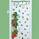 St Patrick's Day Animal Gnome Shamrock Door Clings - 44.88 x 15.74 Inch Irish Green Lucky Door Stickers for Party Decor