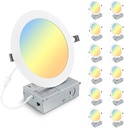 12 Pack Elaruslux 7 Inch Ultra-Thin LED Recessed Lights with Junction Box - 3000K/4500K/6000K, 18W Dimmable Canless Downlights - 1600LM High Brightness, Energy Efficient