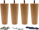 Set of 4 6" Straight Solid Wood Replacement Furniture Legs for Sofa, Couch, Chair, Ottoman, Coffee Table, Cabinet - Round Wood Legs by WEICHUAN