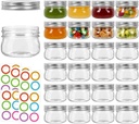 24 Pack 4 oz Glass Mason Jars with Regular Mouth Lids - Ideal for Jam, Candy, and Wedding Favors