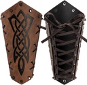 Medieval Arm Bracers Set - Halloween Leather Gauntlet Wristbands for Men and Women - Viking Embossed Arm Guards - Wide Knight Arm Gauntlets - Vintage Renaissance Arm Armor