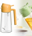Yellow 2 in 1 Glass Oil Sprayer & Dispenser for Cooking - 600ML Olive Oil Bottle Spray for Air Fryer, Salad, Frying, BBQ