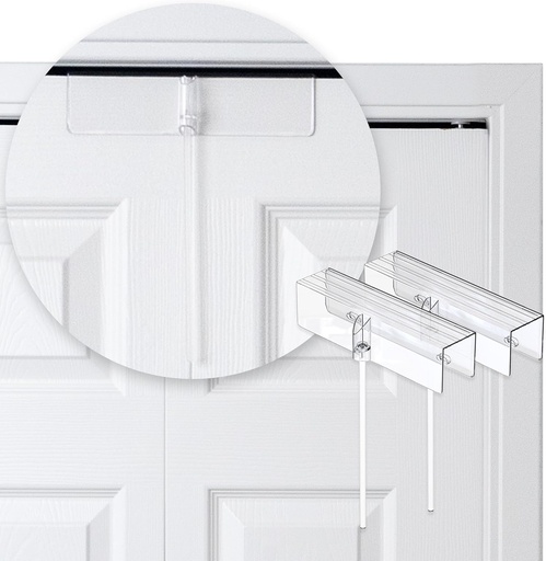 (2-Pack) Safety Innovations Bi-fold Door Lock - Child and Pet Proof - Tool-Free Installation - Unbreakable Clear Polycarbonate - Fits 1 3/8" Thick Wood Doors