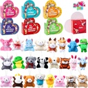 Valentine's Day Animal Plush Toy Party Favors Pack with Heart Boxes - 24 Keychain Fidget Toys for Kids, Classroom Gift Exchange & Prizes