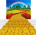 Princess Halloween Party Decorations Set with Brick Road and Castle Backdrops