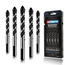 5-Piece 3/8“ Masonry Drill Bit Set for Tile, Glass, Ceramic, Brick, Stone, Metal, and Wood - Concrete, Cement, 3-Flat Shank, YG8 Carbide Tungsten Steel Alloy Tip