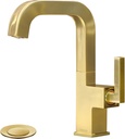 Lava Odoro Brushed Gold Single Handle Bathroom Faucet with Drain Assembly - Brass Vanity Sink Faucet for 1 or 3 Hole Installation