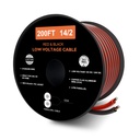 200FT 14 Gauge Speaker Wire 2 Conductors - Red/Black Copper Clad Aluminum Automotive LED Light 12V/24V DC Cable