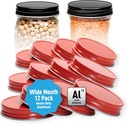 12-Pack Red AllSpice Aluminum Wide Mouth Mason Jar Lids - Rust-Proof and Leak-Proof