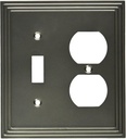 Satin Nickel Cast Metal Wallplate for Single Toggle and Single Duplex Outlets by Amerelle