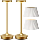 Portable Cordless LED Table Lamp with Rechargeable Battery, 3-Color Dimming, Waterproof - Ideal for Restaurants, Bedrooms, Bars, Outdoor Parties & Camping - Set of 2 Gold Lamps