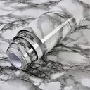 Yancorp 16"x394" White and Black Marble Contact Paper - Self-Adhesive Peel and Stick Backsplash for Kitchen - Easily Removable Countertops Wallpaper - Vinyl (White Black, 11.8"x120")