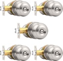 5 Pack Probrico Brushed Nickel Keyless Privacy Interior Door Locksets for Bed/Bath Knobs