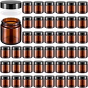 48-Pack 4 oz Leakproof Glass Jars with Lids for Lotions, Powders, Ointments - Black and Amber Colors