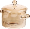1900ml Borosilicate Glass Stew Pot with Lid - Heat Resistant Dual Handle Cooking Pot for Stovetop & Electric Cookware