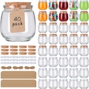 40 Pack 7 oz Glass Yogurt Jars with Cork Lids and PE Lids for Wedding Favors and DIY Gifts