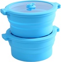 GGG Collapsible Silicone Cooker Steamer with Lids and Glass Food Storage Container Set