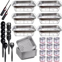 Disposable Chafing Dish Buffet Set with Fuel, Racks, Pans, Utensils - 50 Pieces