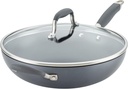 Anolon Advanced Home 12 Inch Nonstick Frying Pan with Lid - Moonstone Dark Gray