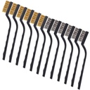 12-Piece Stainless Steel and Brass Wire Brush Set for DIY Crafts, Cleaning Welding Slag and Rust - Curved Handle Masonry Brush with Wire Bristles
