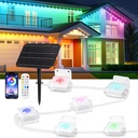 32.8ft Solar Powered Smart RGB Eaves Lights with Remote Control for Halloween & Christmas Decor - IP68 Waterproof Outdoor Lighting