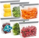 IDEATECH BPA-Free Reusable Silicone Food Storage Bags - Dishwasher Safe & Leakproof Grey Gallon Stand Up Bags