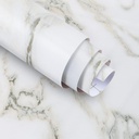 16"×118" White Marble Peel and Stick Wallpaper Contact Paper - Waterproof Glossy Removable PVC for Furniture & Countertop