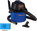 Koblenz WD-2L Portable Wet Dry Vacuum Cleaner, 2.0 Gallon/2.0 HP, Blue+Black, Accessories Included