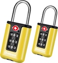 2 Pack TSA Approved Luggage Locks - Waterproof Combination Travel Padlocks - Keyless Resettable Lock for Bags, Gym, Gate - Yellow