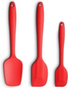 Red Silicone Spatula Set with Ergonomic Handle - 3-piece High Heat-Resistant Non-stick Spatulas