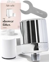 Chrome Shower Filter Head for Hard Water - Softens Water, Improves Hair & Skin, Removes Chlorine & Heavy Metals, Easy to Install