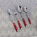 Vintage Stainless Steel Cutlery Set - Retro Red Rivet Silverware for Dining Table - Mirror Polished Flatware Utensils