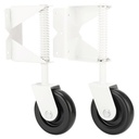 Heavy Duty Spring-Loaded Gate Caster Kit for Wooden PVC Fences - 4.3-Inch White Rollers - Outdoor Gate Support Wheel - 2 Pack