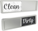 Universal Dishwasher Magnet Clean Dirty Sign for Kitchen Organization - Rustic Farmhouse Black and White Parquet Design
