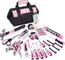 220-Piece Pink Tool Set for Women with Wide Mouth Tool Bag - FASTPRO Lady's Home Repair Kit