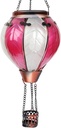 OUISJYER Hot Air Balloon Solar Lanterns for Outdoor Decor - Waterproof Gray & Wine Red Hanging Lights for Garden, Patio, Yard Party