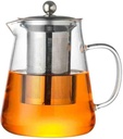 450ml Glass Teapot Stovetop with Stainless Steel Infuser, Borosilicate Tea Kettle for Blooming Tea, Microwave & Stovetop Safe