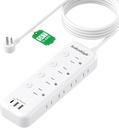 5 FT 14 Gauge Heavy Duty Extension Cord with Individual On Off Switches, USB Ports, 8 Outlets - High Wattage for Microwave, Workbench, Kitchen, Garage - kakahigh Appliance Extension Cord